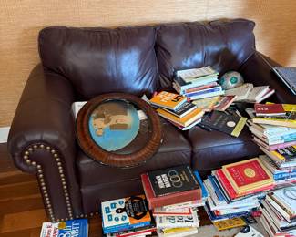 #58 - $200 - Leatherette brown loveseat 
