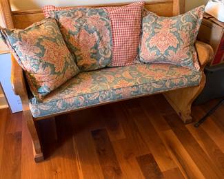 #62 - $380 - Antique oak church pew bench 47x24x38
