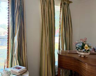 #4 - $300 per pair - Silk drapes black out 102 long includes the rings not the rods 4 sets available