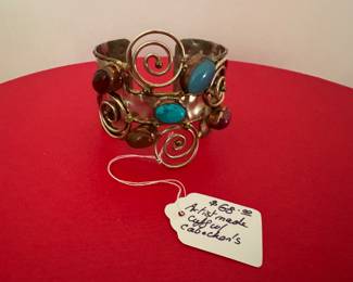 #97 - $68- Artsy multi stone multi metal bracelet 