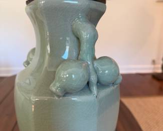 #21 - $80 - Green ceramic table lamp 30tx16w