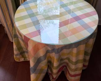 #15 - $58 - silk checkered multi color table cloth 