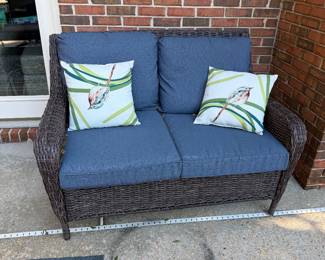 #80 - $250  - vinyl loveseat and coffee table for patio
