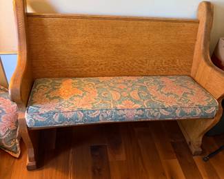 #62 - $380 - Antique oak church pew bench 47x24x38