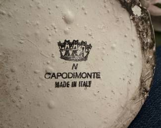 #7 - $90 - Capodimonte  made in Italy ceramic flowers in basket 19wx13t