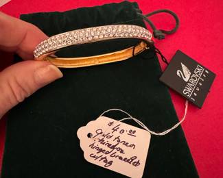 #96- $40- Gold plated bangle with rhinestone Swarovski 