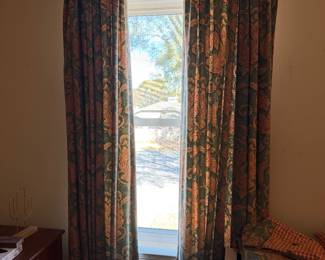 #61 - $140 per set - 2 sets of linen green & red paisley curtains (rod Not included just rings) 90T