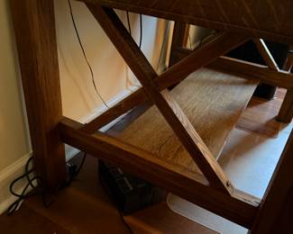 #66 - $160  - Mission style oak small desk/table 42x28x29 some veneer missing