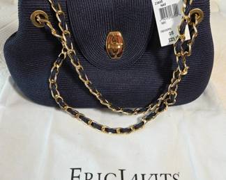 Eric Javits Navy Chain Shopper Bag