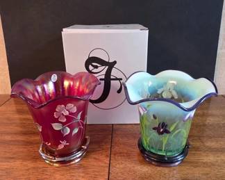 	Handpainted Fenton Art Glass Vases