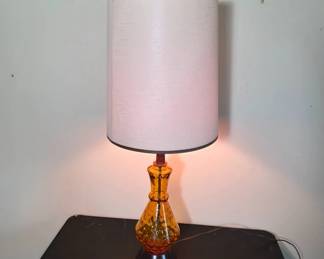 	Amber Glass Table Lamp With Shade