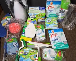 	Cleaning Supplies Assortment Including Tools