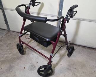 Burgundy Folding Rollator Walker