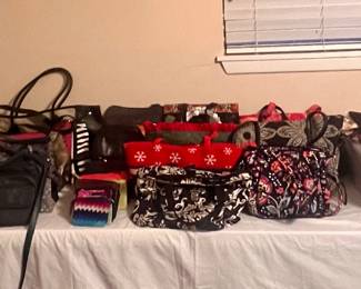 Purses, many are Vera Bradley