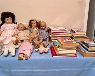 Vintage dolls and children's books