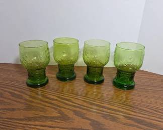 Green Pressed Glass Goblets