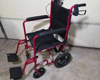 Lightweight Red Aluminum Transport Chair