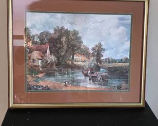 Framed Pastoral Landscape Print With Brown Matting