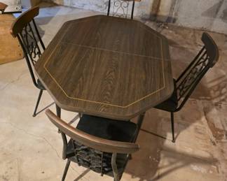 MCM Wood Dining Table With Four Chairs