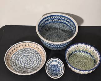 Handmade Polish Ceramic Bowls Set