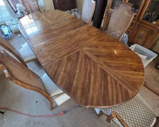 Fruitwood Dining Table with Cane Chairs