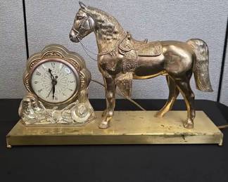  06 MidCentury United Clock Company Figural Horse Mantel Clock
