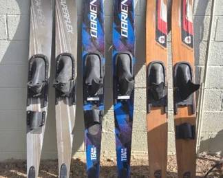 Lot Of 3 Pairs Vintage Wood And Composite Water Skis