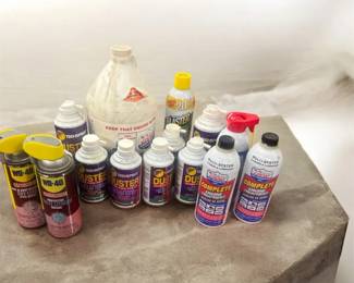 Large Lot of WD40, Techspray Duster, Lucas Engine Treatment  Automotive Lubricants 