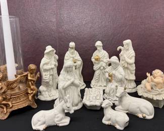 Porcelain Cream And Gold Nativity Set And More