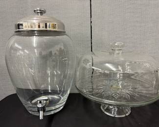 Juice Dispenser And Domed Cake Plate