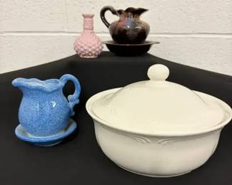 Vtg. Pfaltzgraff Bowl, Pink Milk Glass More