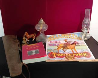 Cowboy Themed Decor and Trail Guide To Westerns With Vintage Video Collection