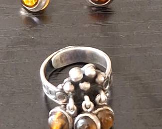 Tiger Eye Ring and earrings