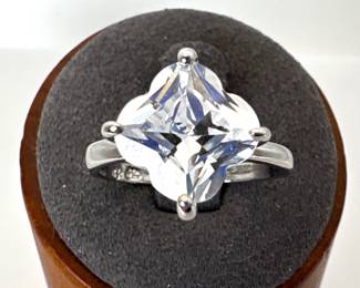 CZ Solitaire Silver Ring