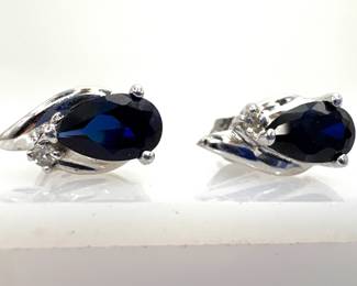 White Gold Sapphire & Diamond Earrings