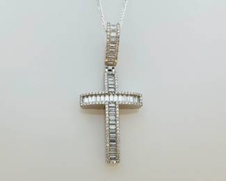 Silver Moissanite Cross Necklace