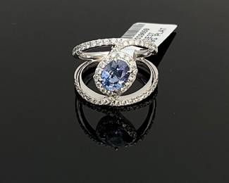 Platinum Sapphire and Diamond Ring
