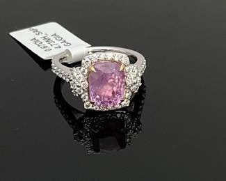 Platinum Pink Sapphire and Diamond Ring