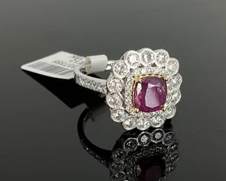Kashmir Purple Sapphire & Diamond Ring
