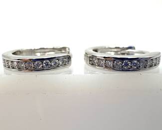 Sterling Silver Moissanite Hoop Earrings