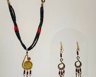 Tribal Design Beaded Necklace & Earrings