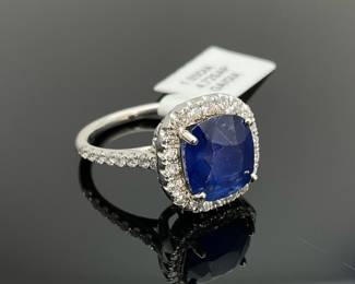 Platinum Sapphire and Diamond Ring