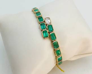 Emerald and Diamond Gold Bracelet