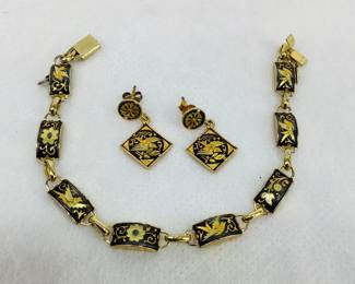 Spanish Damascene Bracelet and Earring Set