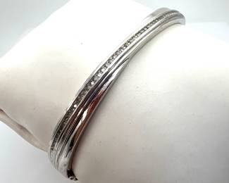 Silver and Diamond Hinge Bracelet