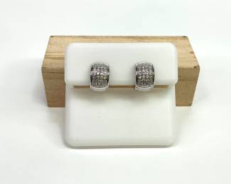 Silver Cuff Earrings Encrusted with Moissanites