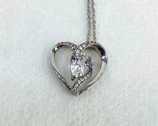 Silver & Topaz Heart Necklace