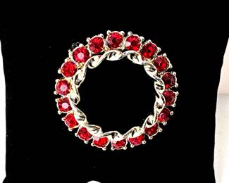 Red Rhinestone Brooch