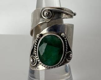 Sterling Silver Emerald Ring