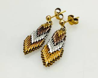 Tri-Color Chevron Dangle Earrings